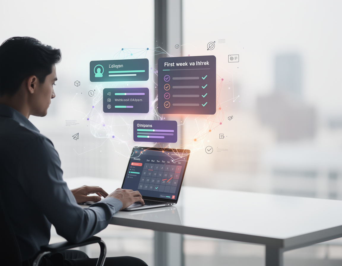 Ilustrasi prabu88 checklist checklist workflow untuk minggu pertama untuk AI Productivity